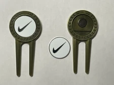 (1) Nike Swoosh Metal Divot Tool & 1" Flat Coin Style Golf Marker - A Beauty!