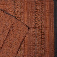 Vintage Orange Sarees 100 Pure Silk Printed Indian Sari 5YD Decor Craft Fabric