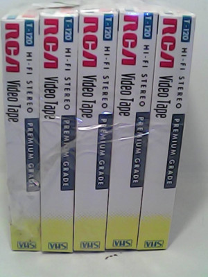 Set of 5 RCA Premium Grade VHS Video Tapes T-120 NEW
