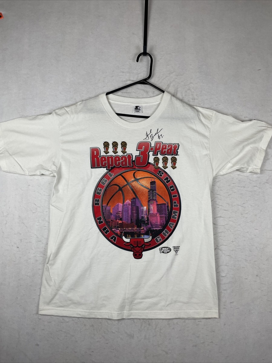 1998 Chicago Bulls Repeat 3 Peat T-Shirt L Vintage Starter