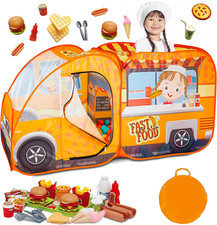 Food Truck Play Tent - 54 Pc. Food Set Pop up Playhouse - Pretend Play Toys for