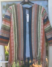 BNWT ZARA MULTICOLOURED JACKET / COAT WITH FRINGE - SIZE M RRP £89.99
