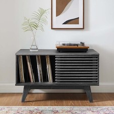 Modway Render Mid-Century Modern 37" Vinyl Record Display Stand in Charcoal