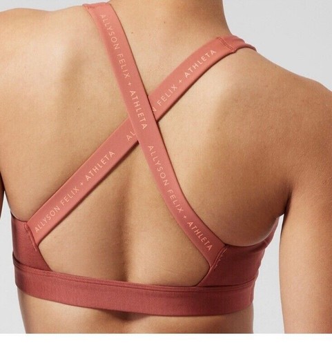 ATHLETA Allyson Felix LEGEND V Neck BRA D DD Size US XXS Muted Red L7 - Picture 4 of 5