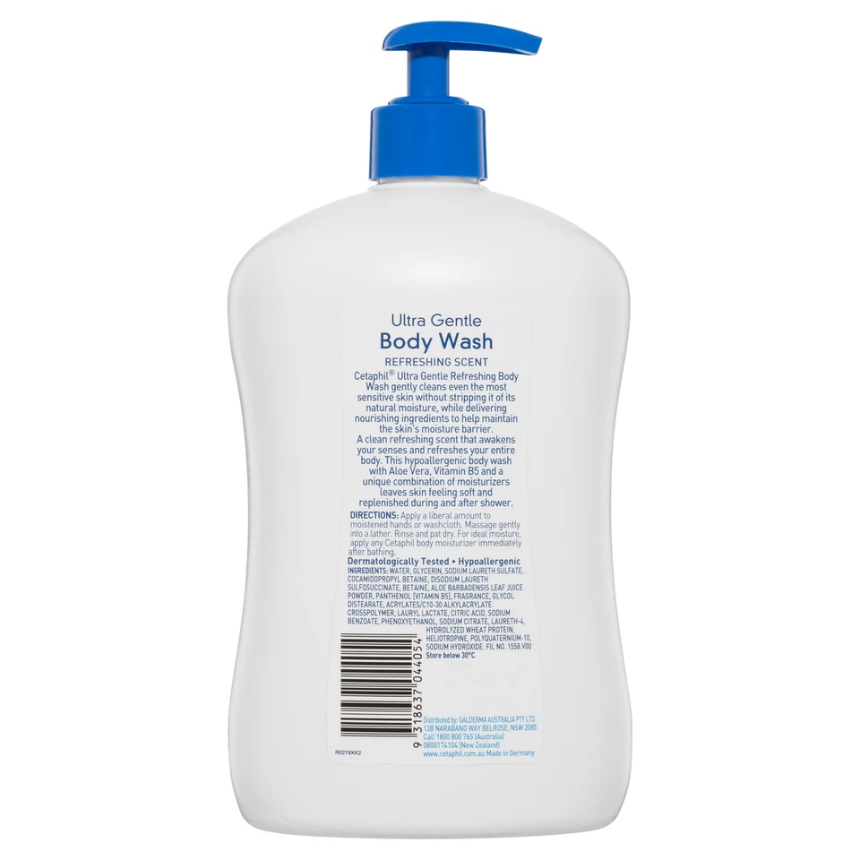 Jabón Corporal Refrescante Ultra Suave Cetaphil 1L - Piel Sensible y Seca B5 Aloe Vera Foto 2 de 4