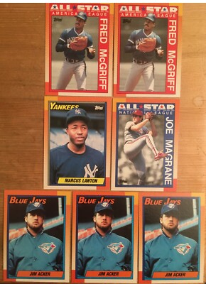 1990 Topps Partial Blackless CORRECT. #728 Jim Acker Fred McGriff Blue Jays 