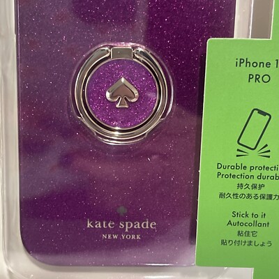 Kate Spade Dark Raspberry Glitter iPhone 15 Pro Case W Ring Stand
