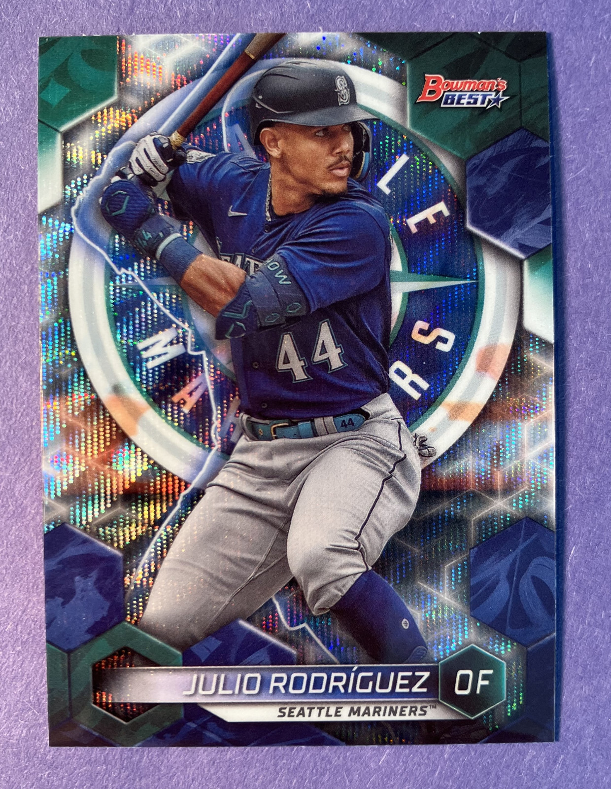 Julio Rodriguez 2023 Bowman's Best #9 Wave Refractor MARINERS
