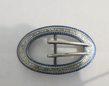 Vintage Signed Art Nouveau w/enamel Sterling Silver Belt Buckle 3 1/2"