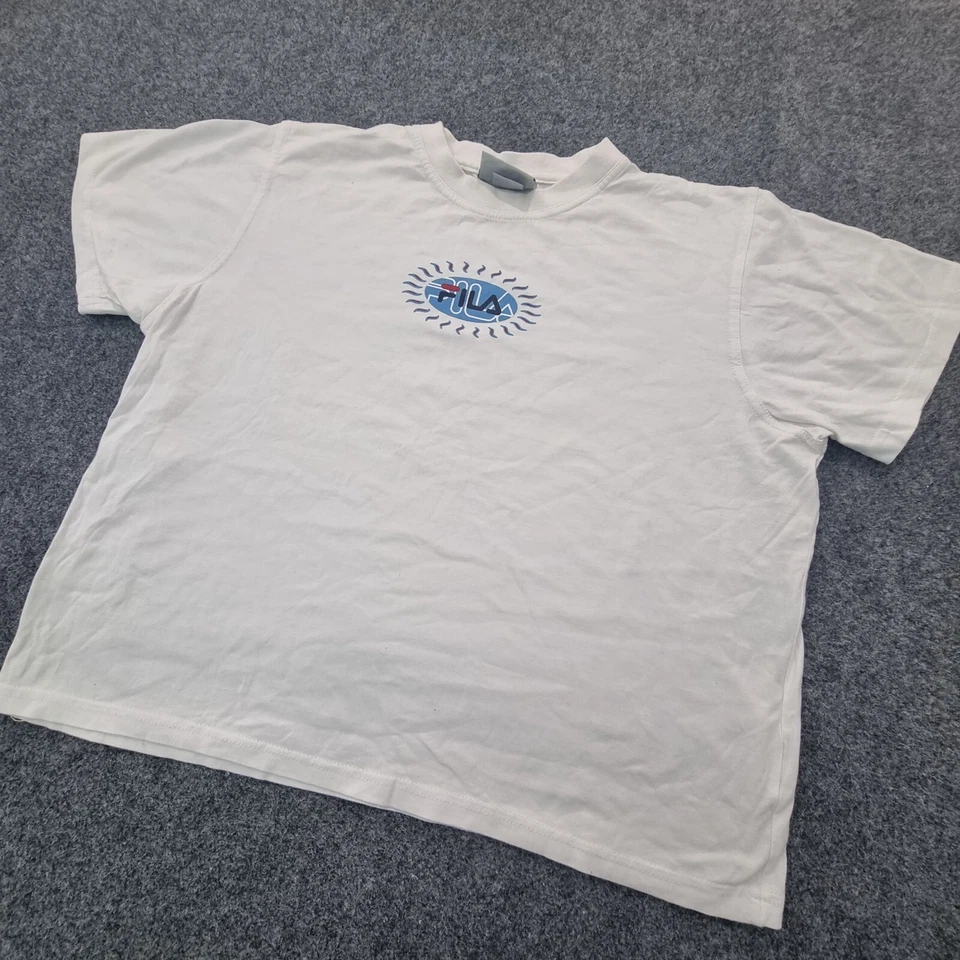 Camisa FILA Mujer XLARGE Blanca Manga Corta Deportiva Moderna Algodón Recortado Talla XL Foto 4 de 4