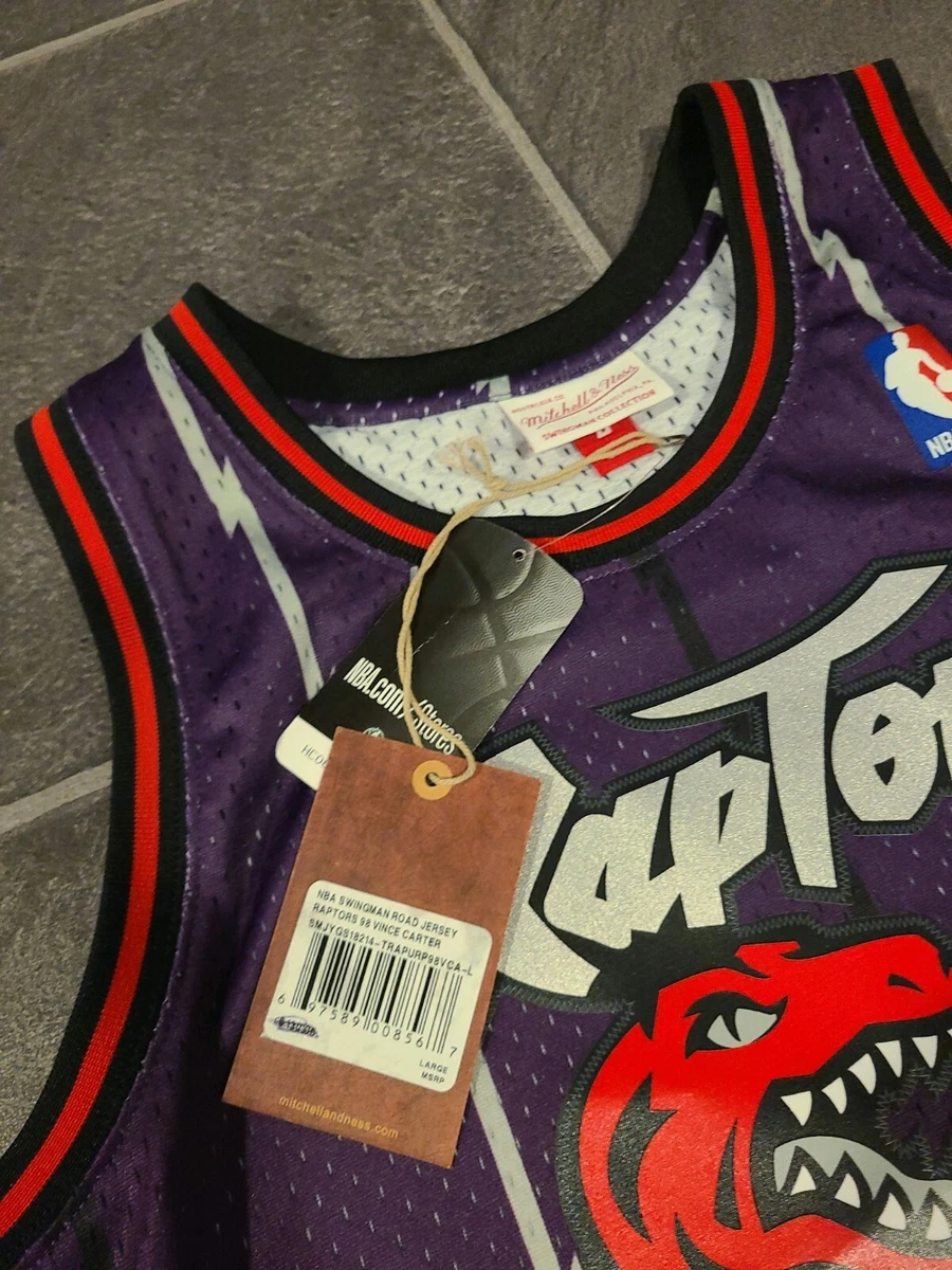 NWT VINCE CARTER TORONTO RAPTORS MITCHELL NESS 98 SWINGMAN JERSEY MEN S SZ L