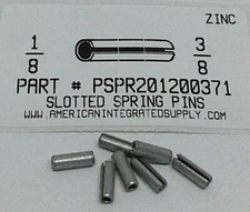 1/8X3/8 SLOTTED SPRING PINS STEEL ZINC PLATED (60)