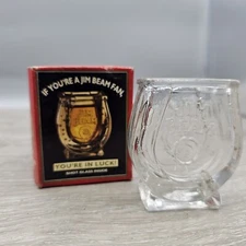 Vintage Jim Beam Horseshoe Shot Glass w/Original Box Liquor Bourbon Advertising