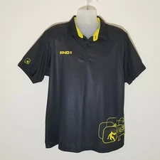And1 Black and Yellow XL Men's Polo Short Sleeve Shirt w/graphics