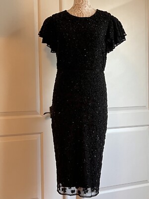 Mac Duggal Beautiful Black Floral Beaded Sheath Dress size 12 | eBay Mac Duggal Beautiful Black Floral Beaded Sheath Dress size 12 | eBay