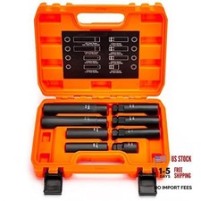 -Piece Lug Nuts Key Kit, 8-Piece Set 5/6/7/12 Spline with 1/2" Drive 8 Black