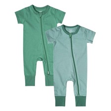 Baby Boys Girls 2-Pack Romper Jumpsuits Cotton 2 Way Zipper Short Sleeve Foot...