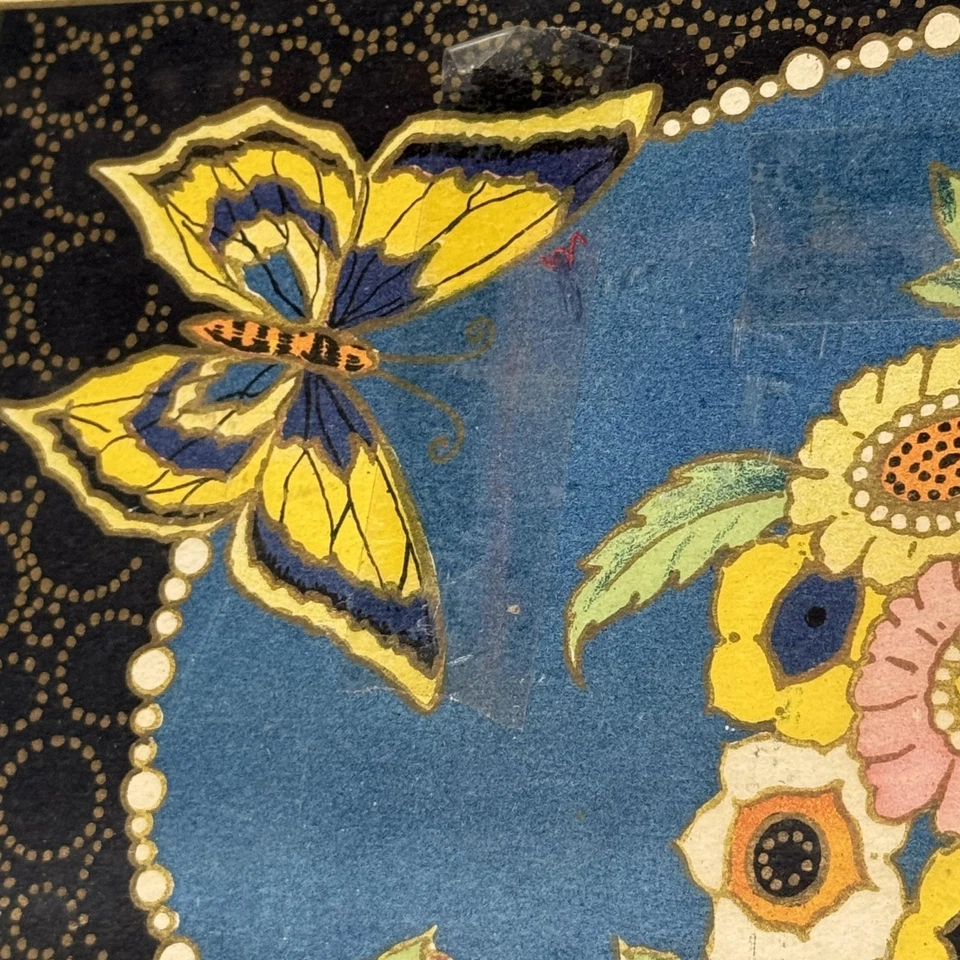 Bandeja para servir de vidrio floral mariposa vintage marco de metal decorativo Art Deco Foto 4 de 4