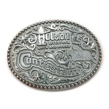 Houston Livestock Show and Rodeo Contestant Belt Buckle Silver Metal