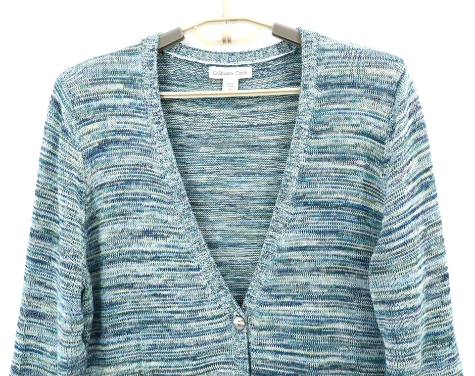 COLDWATER CREEK Women's Silk Cotton Cardigan Sweater Striped Size 2X 20 22 Plus - Image 3 of 4
