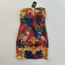 Urban Outfitters x Pomme Chan Red Flamingo Mini Dress Strapless Womens Small NWT