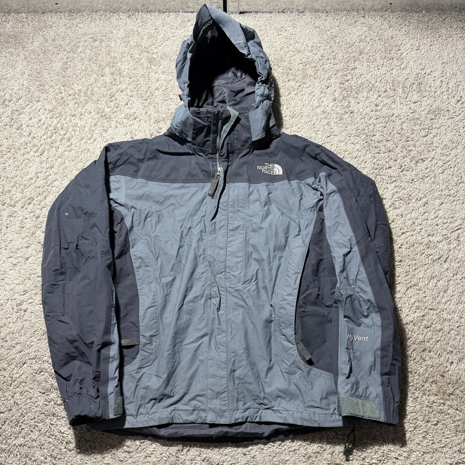 The North Face HyVent Medium Nylon Winter Parka Zip Colored Grey Waterproof