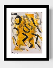 GUAJARDO Original Abstract Expressionism Yellow Bees  14X11 Paper Signed Art