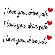 3pcs I Love You Drive Safe Mirror Stickers, Cute Car Drive Safe Rear View Black