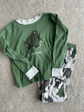 Lazy One Unisex Kids Bigfoot Forest Pajama Set Size 8 Green 2 Piece Long Sleeve