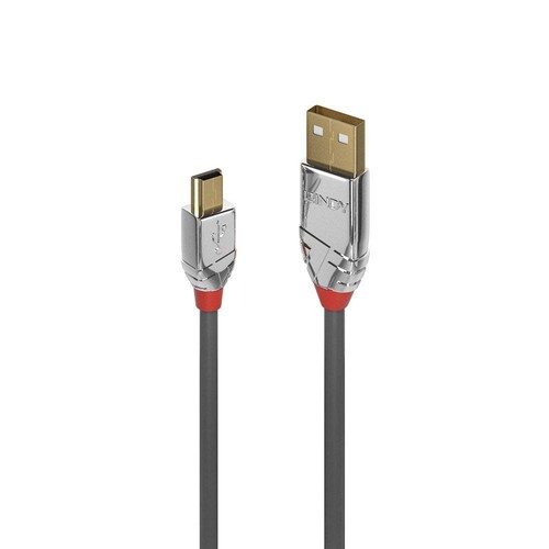 LINDY 36633 USB 2.0 Type A to Mini-B Cable, Cromo Line - Grey, 3m 3m Cromo Line - 第 1/3 張圖片