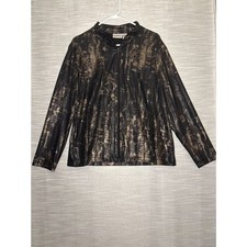 Chico  s Travelers Full Zip Black and Gold Metallic Snake Skin Jacket Size 2