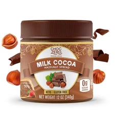 ChocZero Milk Chocolate Hazelnut Spread - Keto Friendly, No Sugar Added, Low