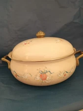 Vintage Marmalade International Geese Metal Enamel 4 QT Covered Casserole