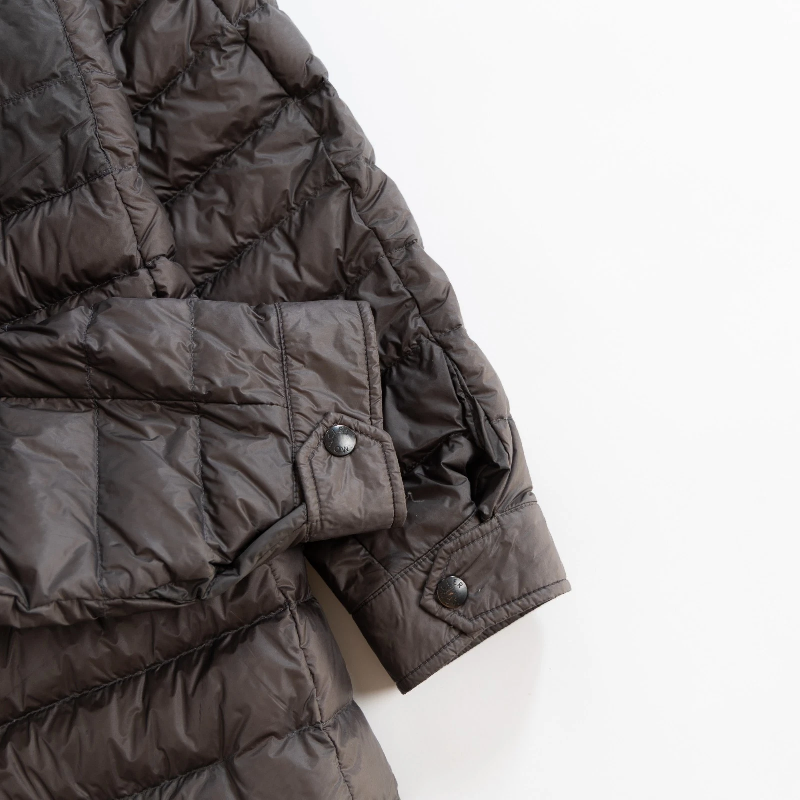 Moncler Benjamin Giubbotto Mens Brown Gray Down Puffer Jacket Hooded Quilted image 8