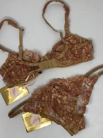 Agent Provocateur Zaharah SOIREE Burgundy Gold 34B/2 Set NWT