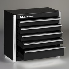 P.I.T. Mini Black Tool Box, Portable 5-Drawer Micro Roll Cab 5 drawer, 