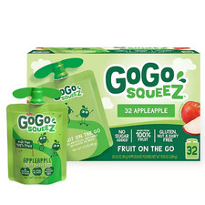 GoGo SqueeZ Applesauce Pouches Apple  Apple 3.2  oz 32  ct   BPA  Free Snack