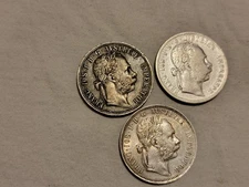 Lot of 3 Austrian Florin silver coins 1884 1881 Austria