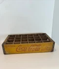 Vintage Wooden Soda Crate Coca Cola Wood Box Coke Yellow Red 24 Bottle Slots