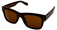 Perry Ellis Mens Sunglass Wood Strip Plastic Square, Solid Brown Lens PE71 2