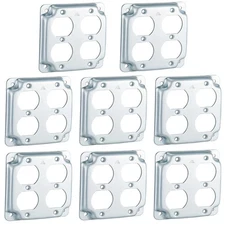 8 Pcs 4 x 4 Inch Metal Receptacle Electrical Box Cover Square Exposed Work Co...