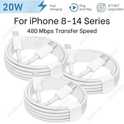 For iPhone 14 13 12 11 XS XR X 8 PD 20W Fast Charger USB C Type-C Charging Cable