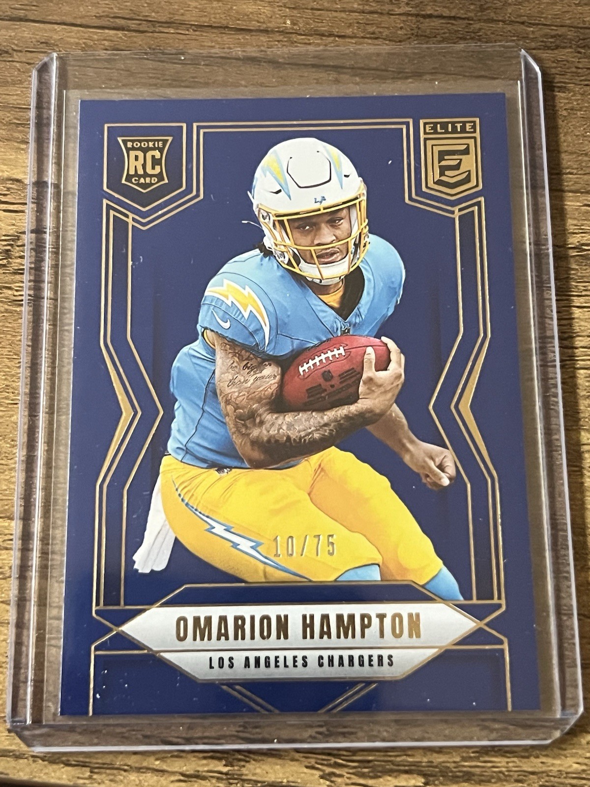 2025 Panini Donruss Elite - Omarion Hampton #132 Blue 10/75 (RC) - Chargers