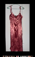 Cider Women's Pink Floral Satin Full Slip Dress S Adjustable Straps