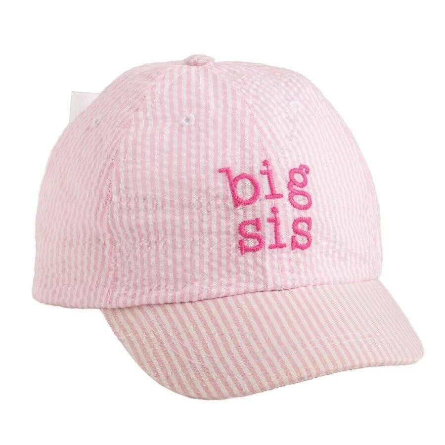 Mud Pie Big Sis Pink Stripe Embroidered Hat with Bow