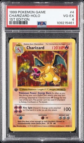 1999 POKEMON GAME 1ST ED #4 CHARIZARD-HOLO PSA 4