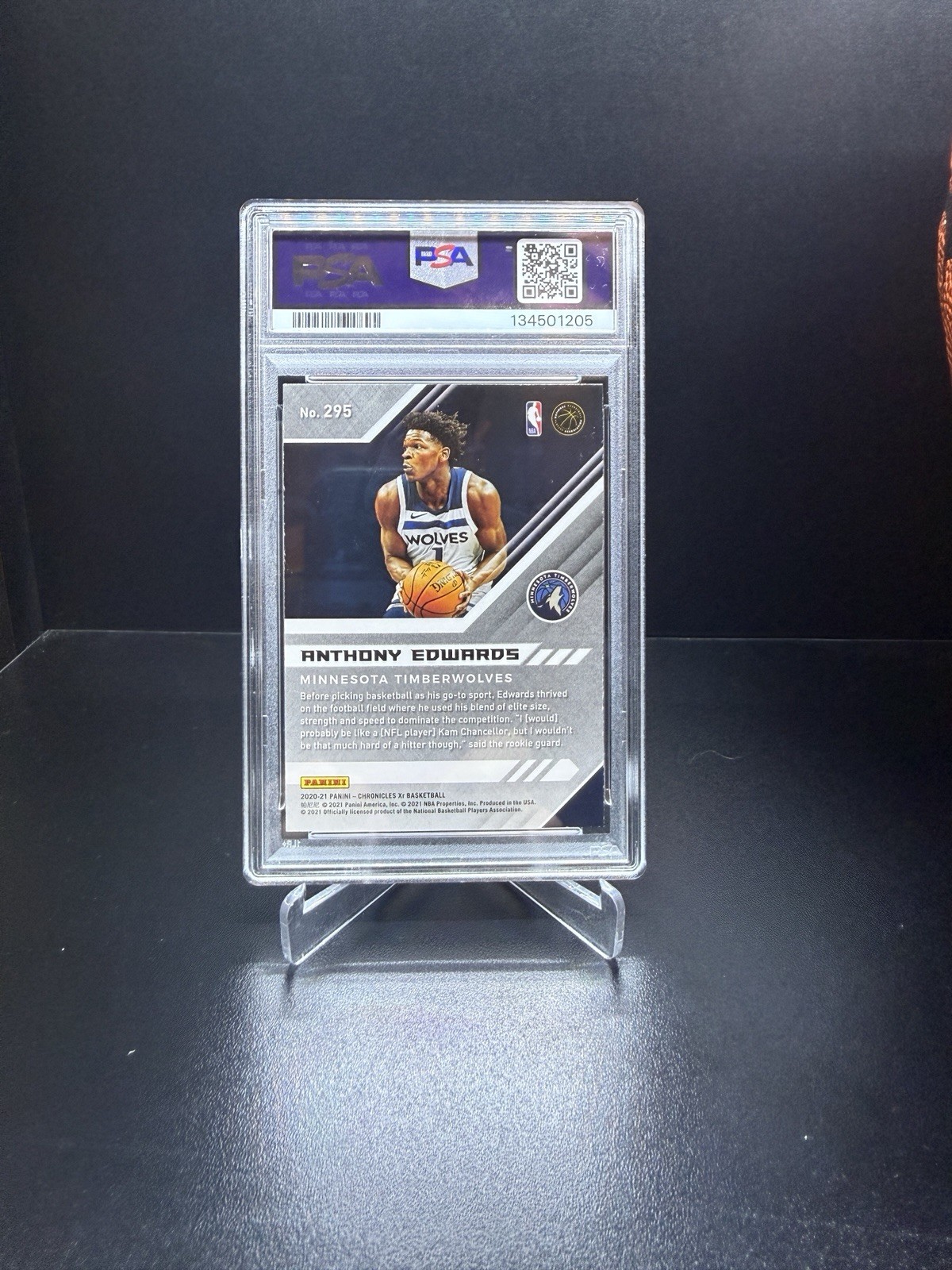 Panini 2020-21 Chronicles XR Anthony Edwards #295 Green Ice RC PSA 9 view 2