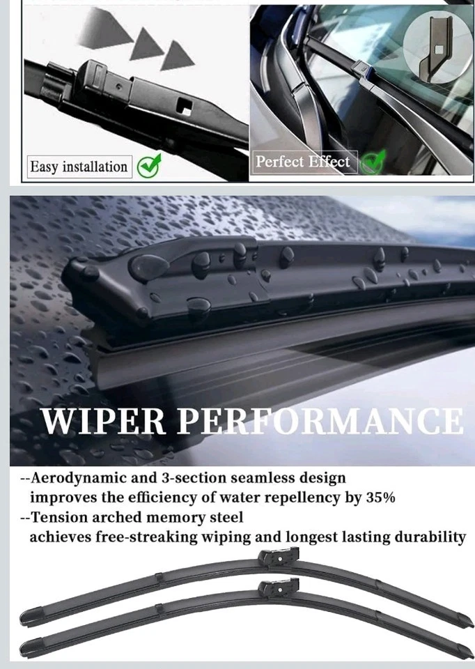 Juego de 3 escobillas limpiaparabrisas delanteras y traseras para GMC Acadia 2007-2011 calidad OEM Foto 2 de 4