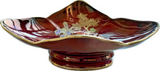 Carlton Ware Rouge Royale Pagoda Dish Footed Gilt Chinoiserie England Art Deco