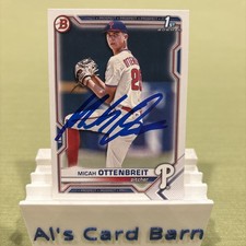 Signed MICAH OTTENBREIT Phillies 2021 1st Bowman #BD-170 Autographed Card